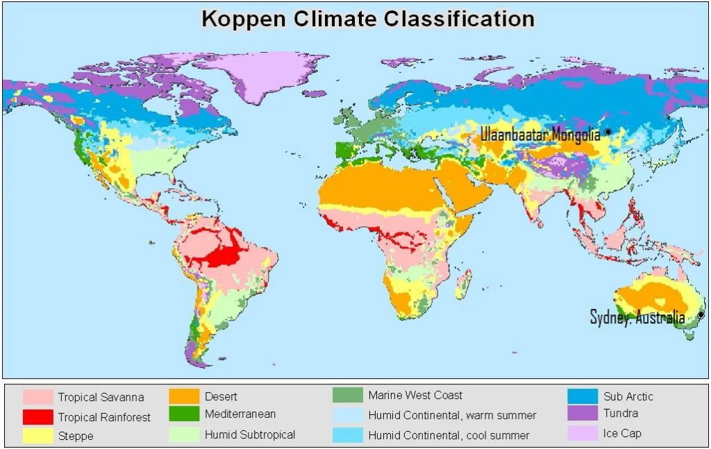 World Climate Zones Maps - Tropical Temperate Equatorial Tundra