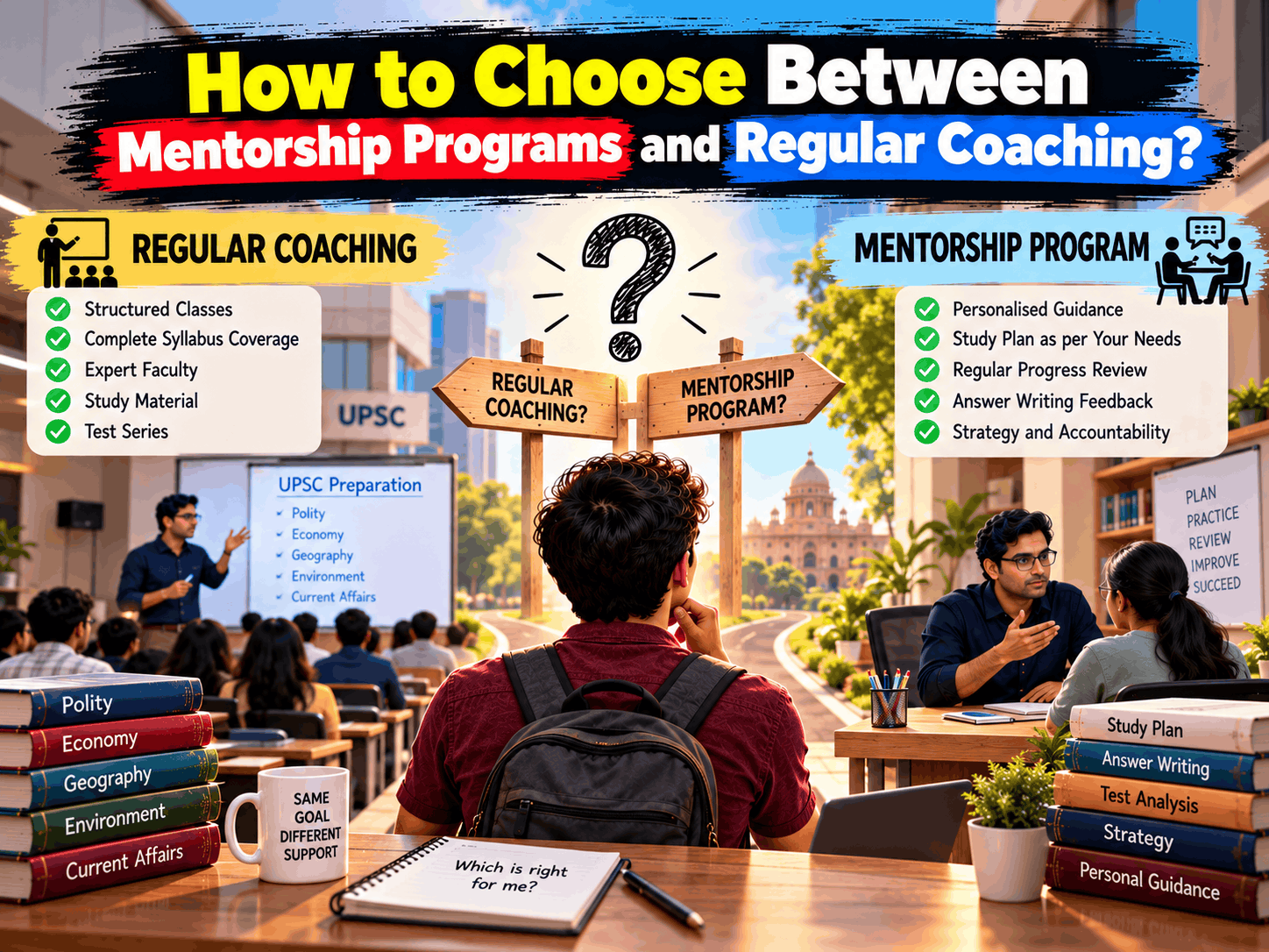 How to Choose Between UPSC Mentorship Programs and Regular Coaching?