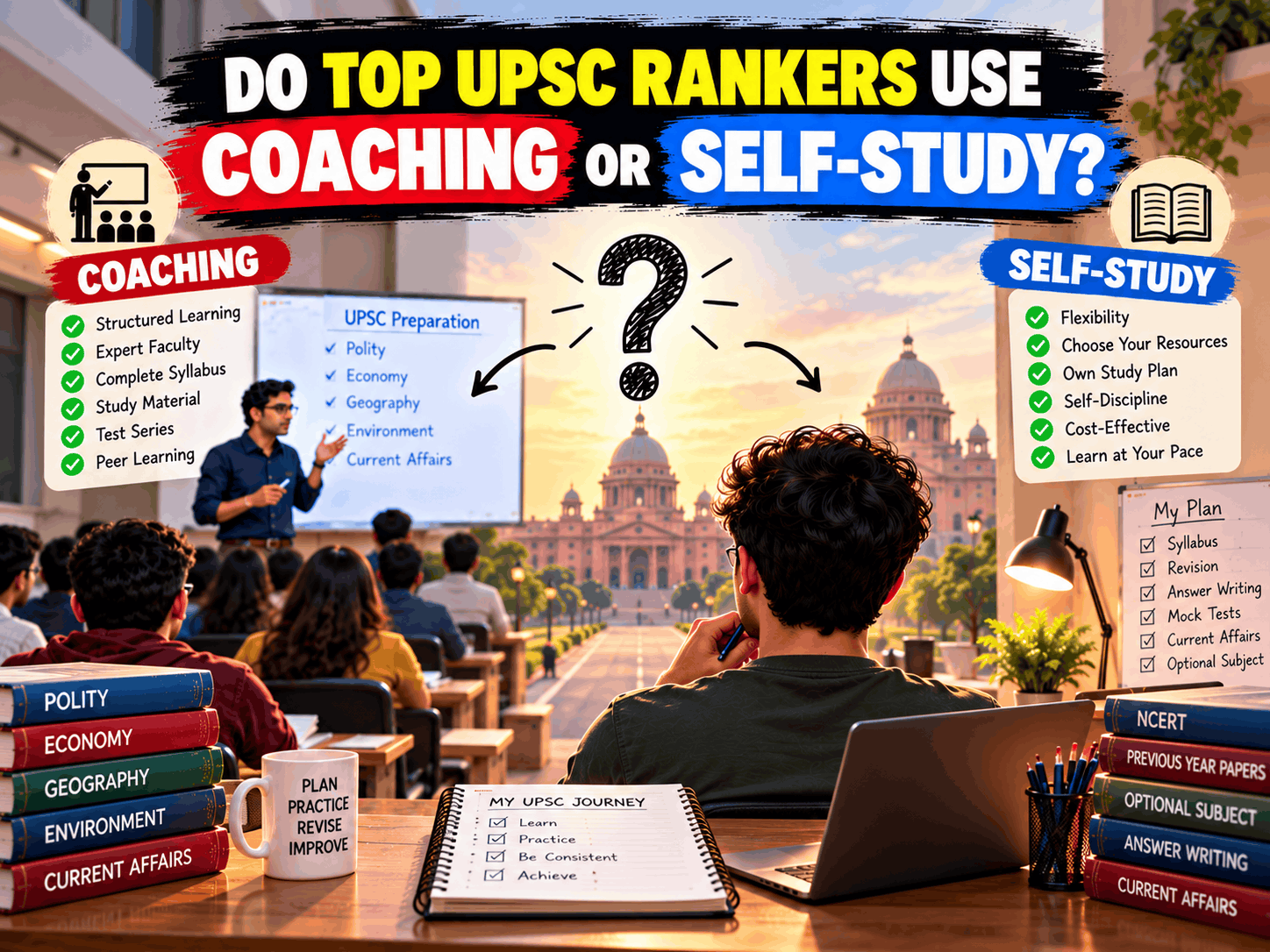 Do Top UPSC Rankers Use Coaching or Self-Study?